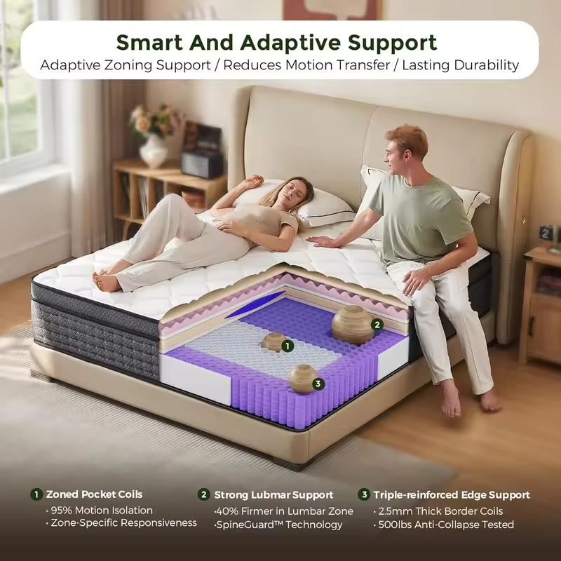 12 Inch Queen Mattress in a Box: Hybrid Memory Foam Queen Size Mattresses for Pressure Rrelief, Medium Firm Queen, Customized