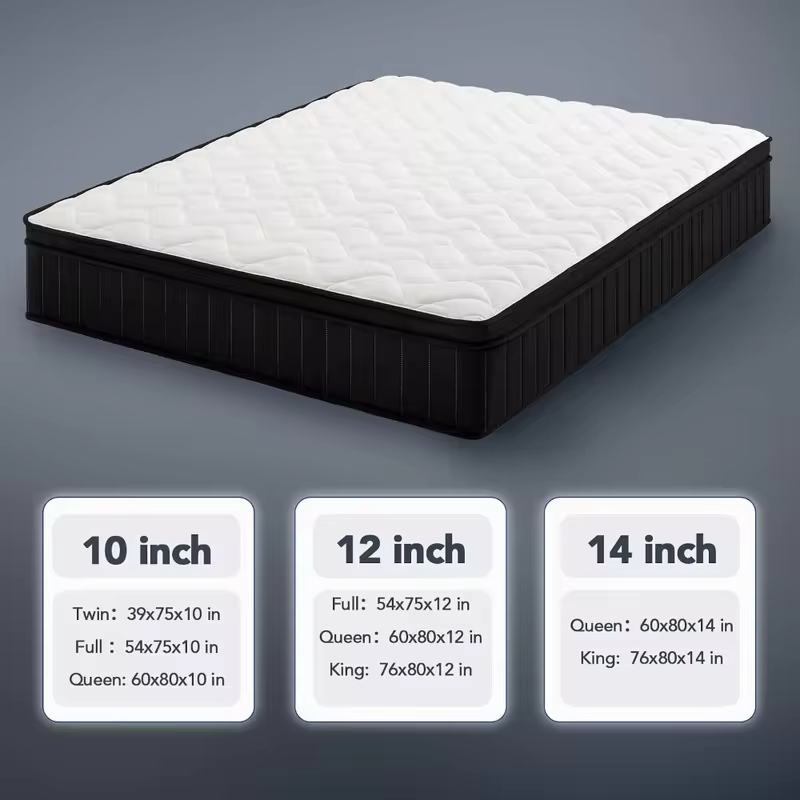 Queen Hybrid Mattress,12 Inch,Memory Foam & Independent Spring,Soft Comfort & Pressure Relief, Custom