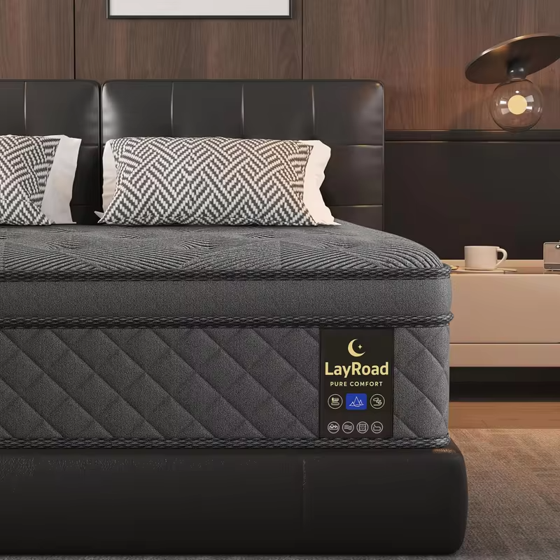 LayRoad 12-14inch Full-Size Memory Foam Mattress Available in Single, Twin, Queen, and King Sizes Boxed Mattress Medium Firmness