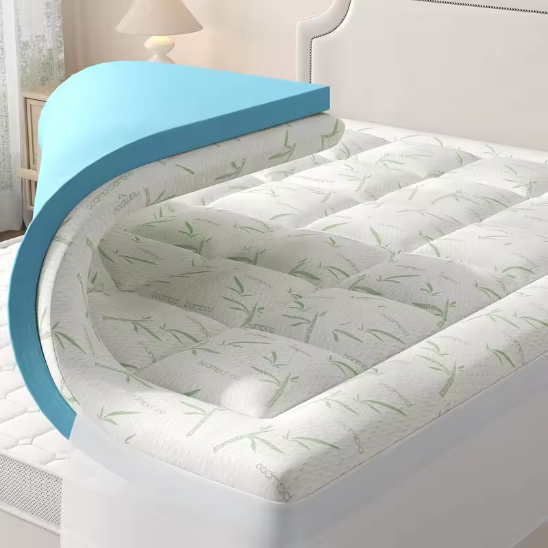 JHK Dual Layer Gel Memory Foam Mattress Topper Full Size Cooling Mattress Soft and Breathable Bed Topper Pad Cover For Bedroom