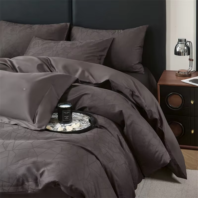 Luxury 100%  Long staple cotton 100s Sateen jacquard Bedding set  Sheet set Duvet cover Flat sheet Pillowcases