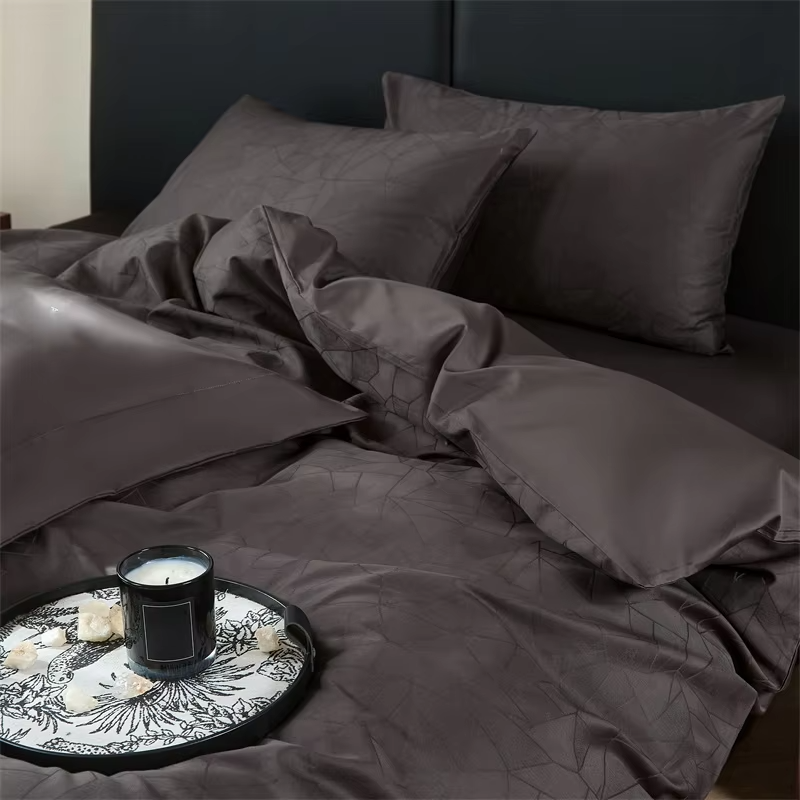 Luxury 100%  Long staple cotton 100s Sateen jacquard Bedding set  Sheet set Duvet cover Flat sheet Pillowcases