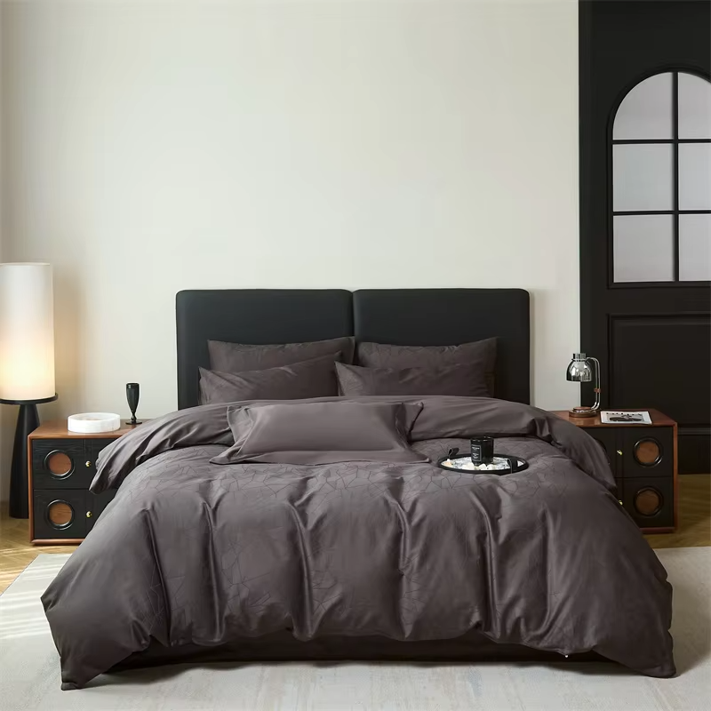 Luxury 100%  Long staple cotton 100s Sateen jacquard Bedding set  Sheet set Duvet cover Flat sheet Pillowcases