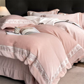 Winter Thickened Milk Velvet Warm Luxury Bedding Set Embroidery Wide Edge Duvet Cover Flat/Fitted Bed Sheet Pillowcases 4Pcs
