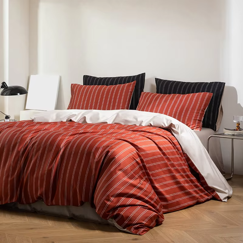 100% Long Staple Cotton 100TC Sateen Bed Sheet Set 4PCS - Luxury Digital Printed Includes Duvet Cover, Sheet, 2 Pillowcases