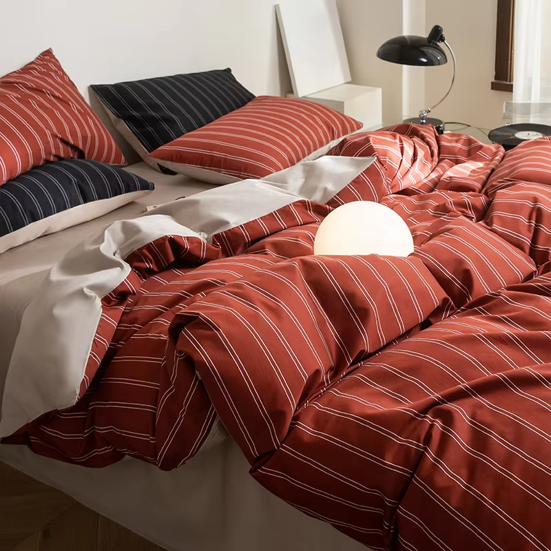 100% Long Staple Cotton 100TC Sateen Bed Sheet Set 4PCS - Luxury Digital Printed Includes Duvet Cover, Sheet, 2 Pillowcases