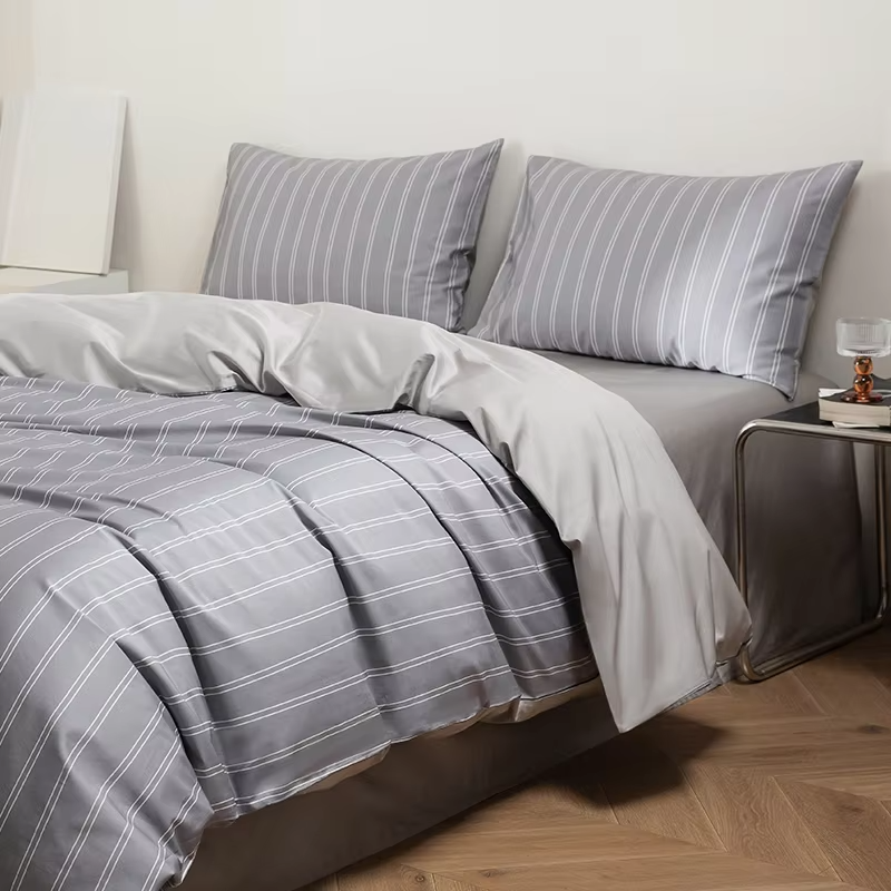 100% Long Staple Cotton 100TC Sateen Bed Sheet Set 4PCS - Luxury Digital Printed Includes Duvet Cover, Sheet, 2 Pillowcases