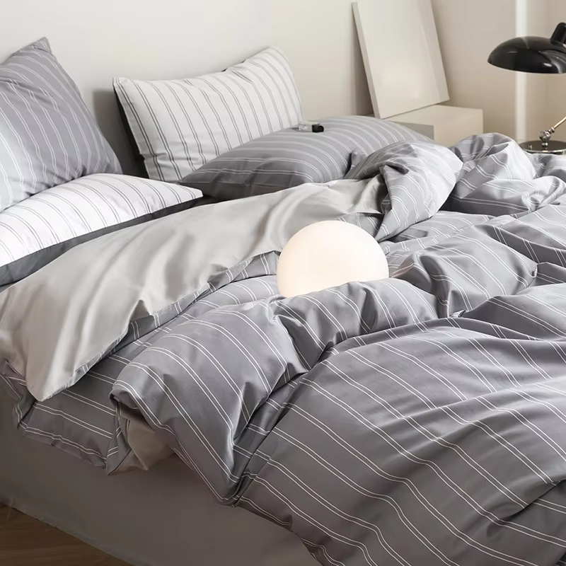 100% Long Staple Cotton 100TC Sateen Bed Sheet Set 4PCS - Luxury Digital Printed Includes Duvet Cover, Sheet, 2 Pillowcases