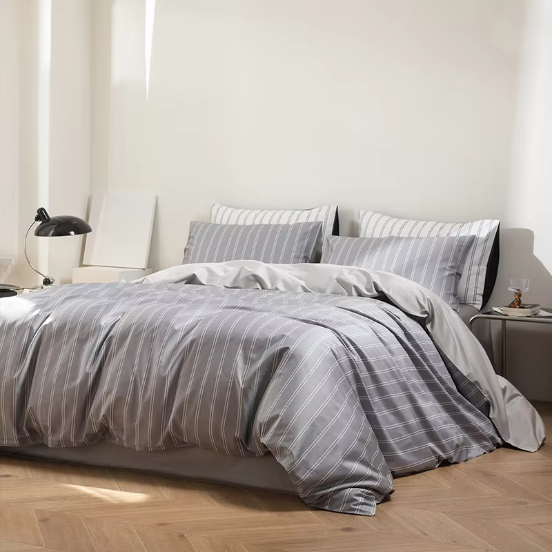 100% Long Staple Cotton 100TC Sateen Bed Sheet Set 4PCS - Luxury Digital Printed Includes Duvet Cover, Sheet, 2 Pillowcases