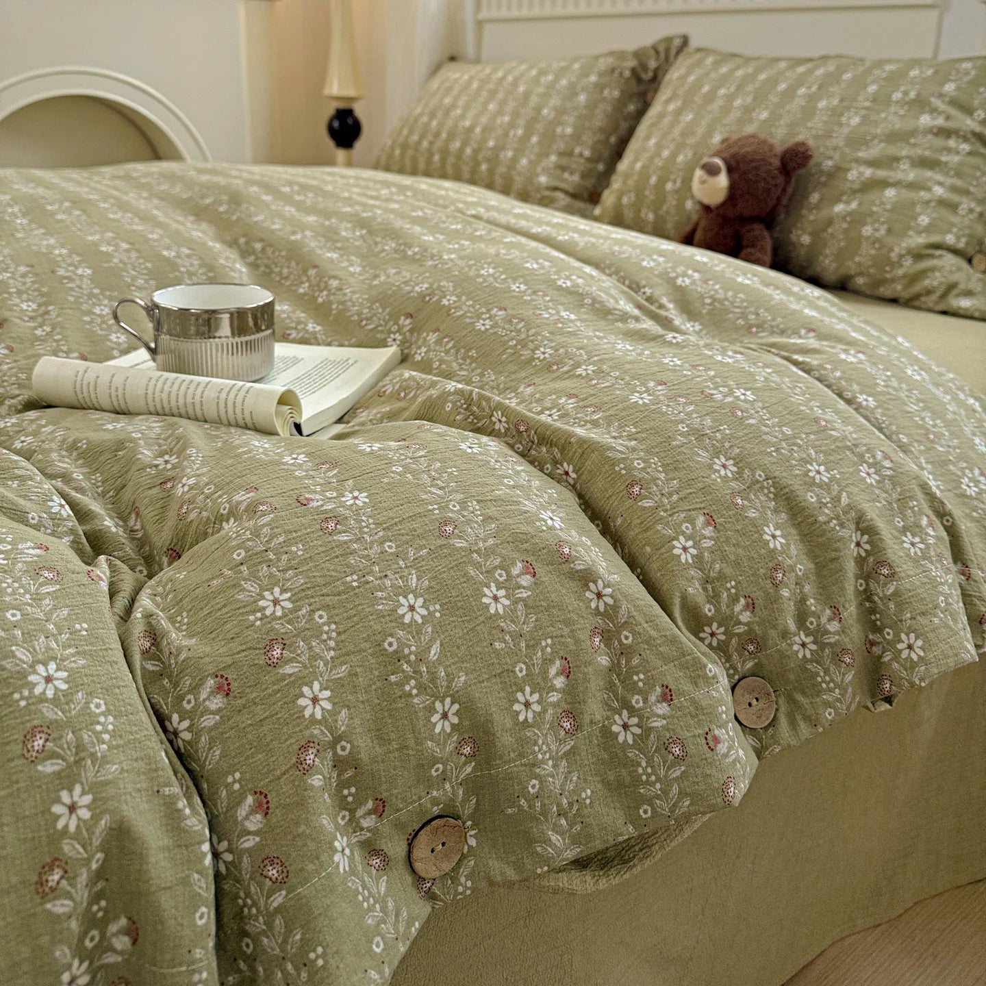 Green Floral Bedding Set Vintage Duvet Cover Set With Pillowcases Single Twin Double Sheet Bed Home Decor Bed Linen Set For Home