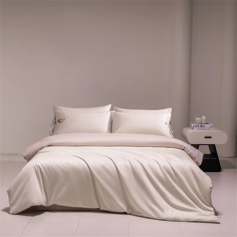 Embroidered Floral Luxury Egyptian Cotton Bedding Set Double Queen King Size Solid Duvet Cover Bed Sheet Set Fitted Sheet 1000TC
