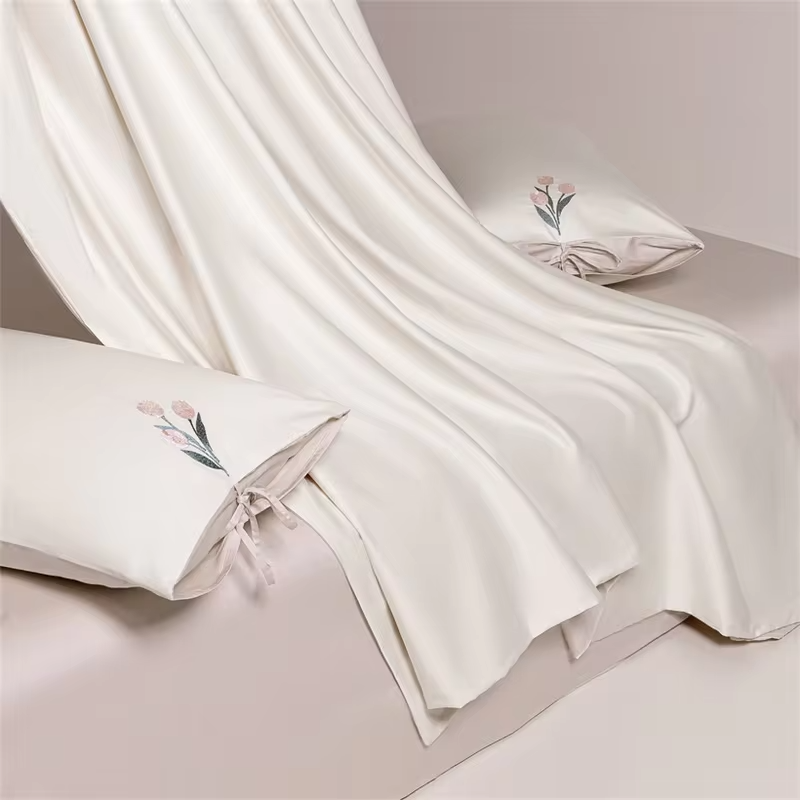Embroidered Floral Luxury Egyptian Cotton Bedding Set Double Queen King Size Solid Duvet Cover Bed Sheet Set Fitted Sheet 1000TC