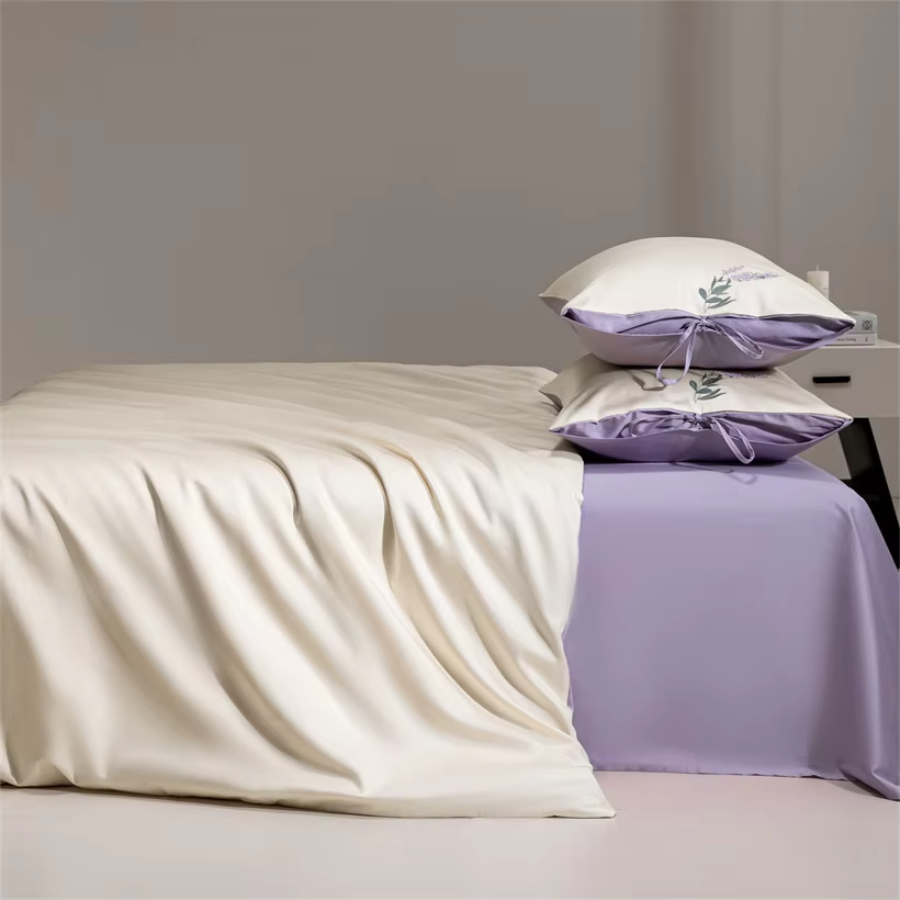Embroidered Floral Luxury Egyptian Cotton Bedding Set Double Queen King Size Solid Duvet Cover Bed Sheet Set Fitted Sheet 1000TC