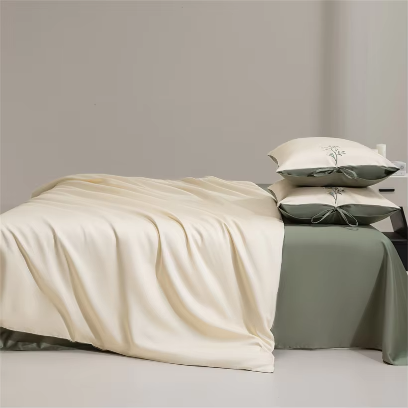Embroidered Floral Luxury Egyptian Cotton Bedding Set Double Queen King Size Solid Duvet Cover Bed Sheet Set Fitted Sheet 1000TC