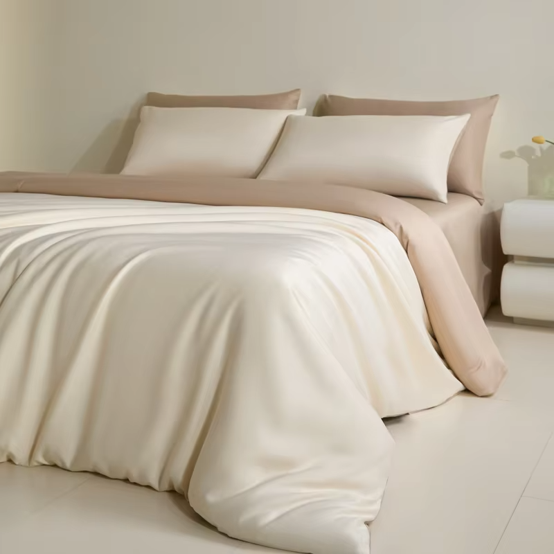 European ice silk four-piece set silky smooth sleeping naked light luxury high-end sense summer sleeping naked sheets bedding