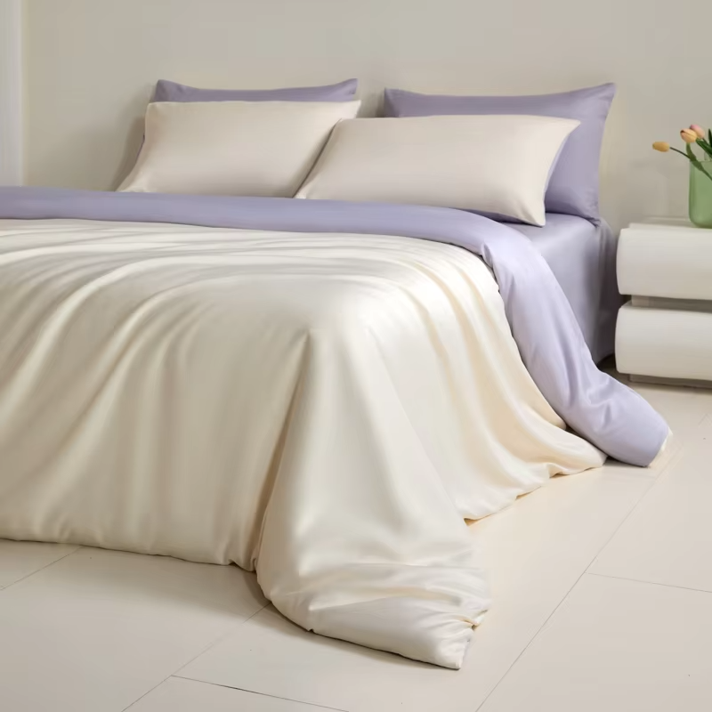 European ice silk four-piece set silky smooth sleeping naked light luxury high-end sense summer sleeping naked sheets bedding