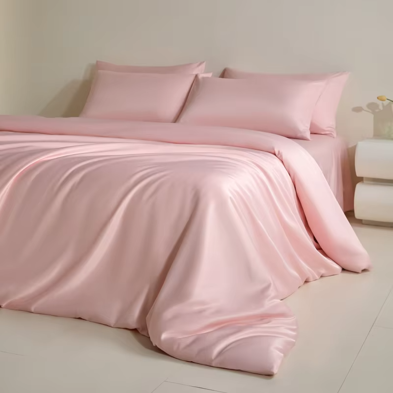 European ice silk four-piece set silky smooth sleeping naked light luxury high-end sense summer sleeping naked sheets bedding