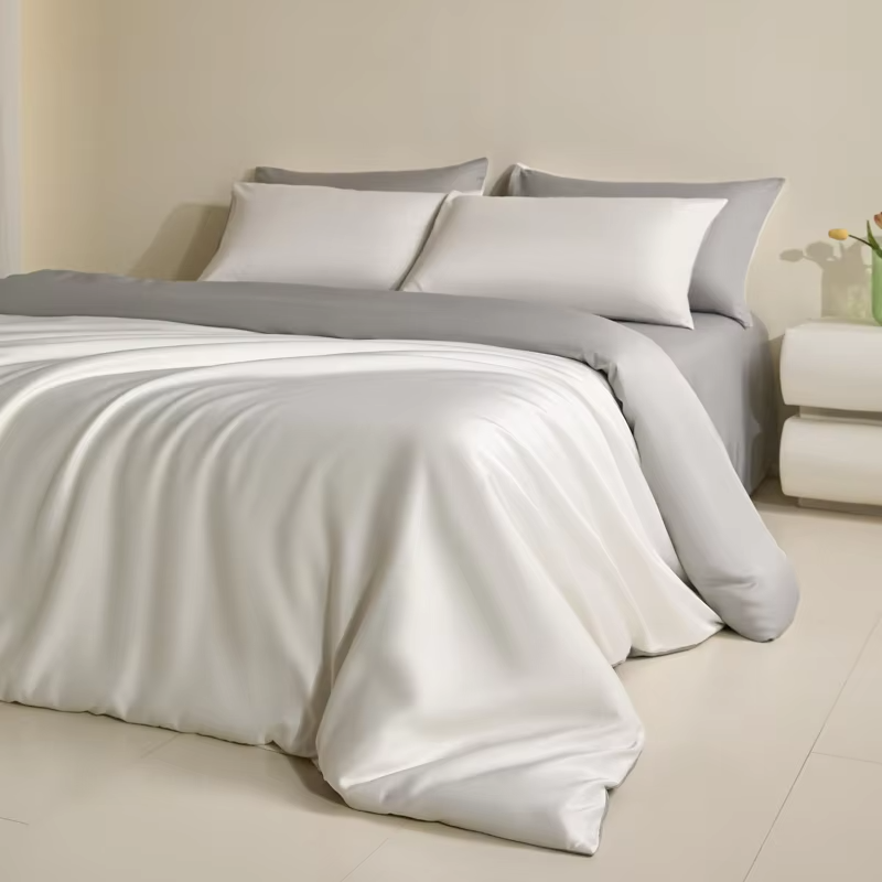 European ice silk four-piece set silky smooth sleeping naked light luxury high-end sense summer sleeping naked sheets bedding