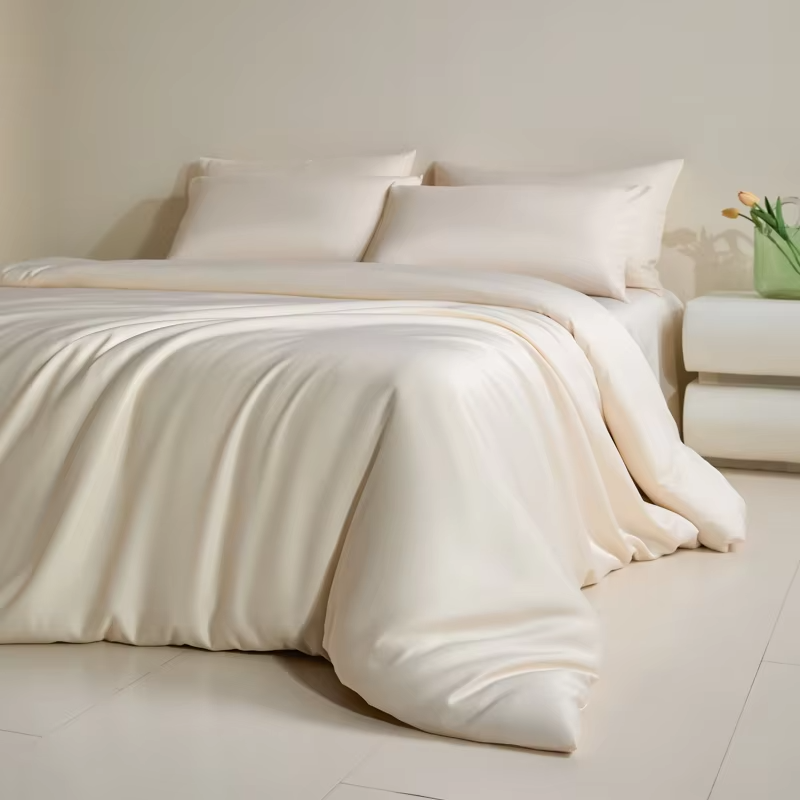 European ice silk four-piece set silky smooth sleeping naked light luxury high-end sense summer sleeping naked sheets bedding