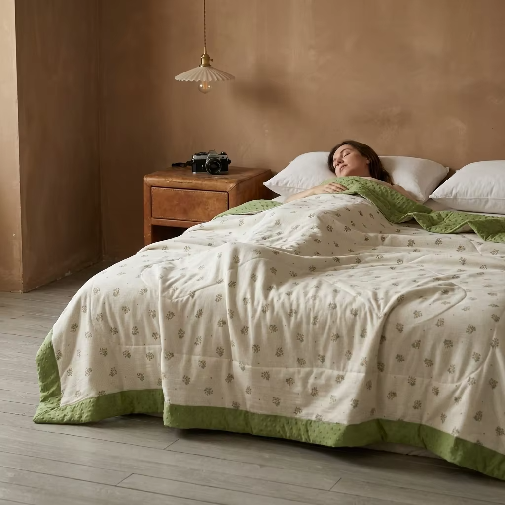 Cooling Bead Summer Quilt – Printed Polyester with Microfiber Filling, Lightweight Breathable Bed Blanket, Puffy Dot Texture for Extra Softness, Skin-Friendly & Machine Washable, Great for Hot Sleepers