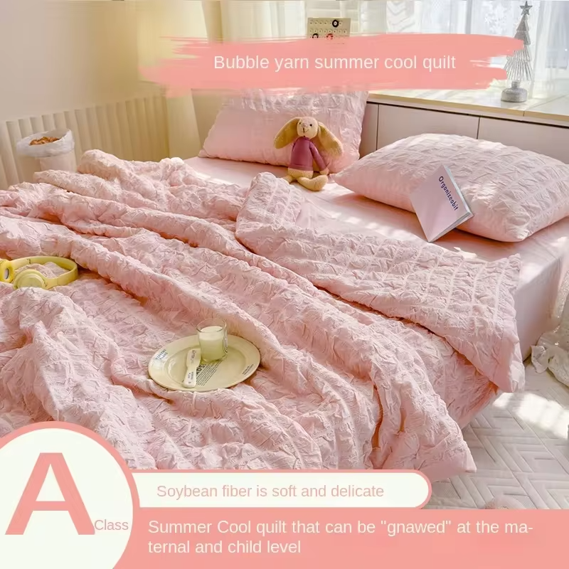 Summer Quilt Comforter Quilt Seersucker  Household Machine Washable Suitable Cool and Refreshing  Blanket