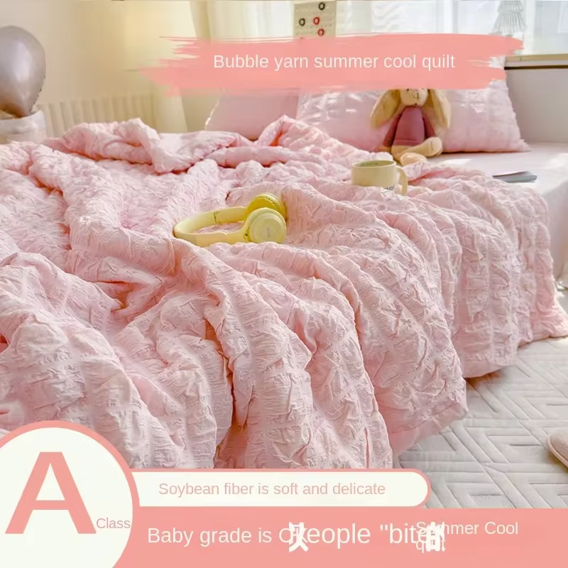 Summer Quilt Comforter Quilt Seersucker  Household Machine Washable Suitable Cool and Refreshing  Blanket