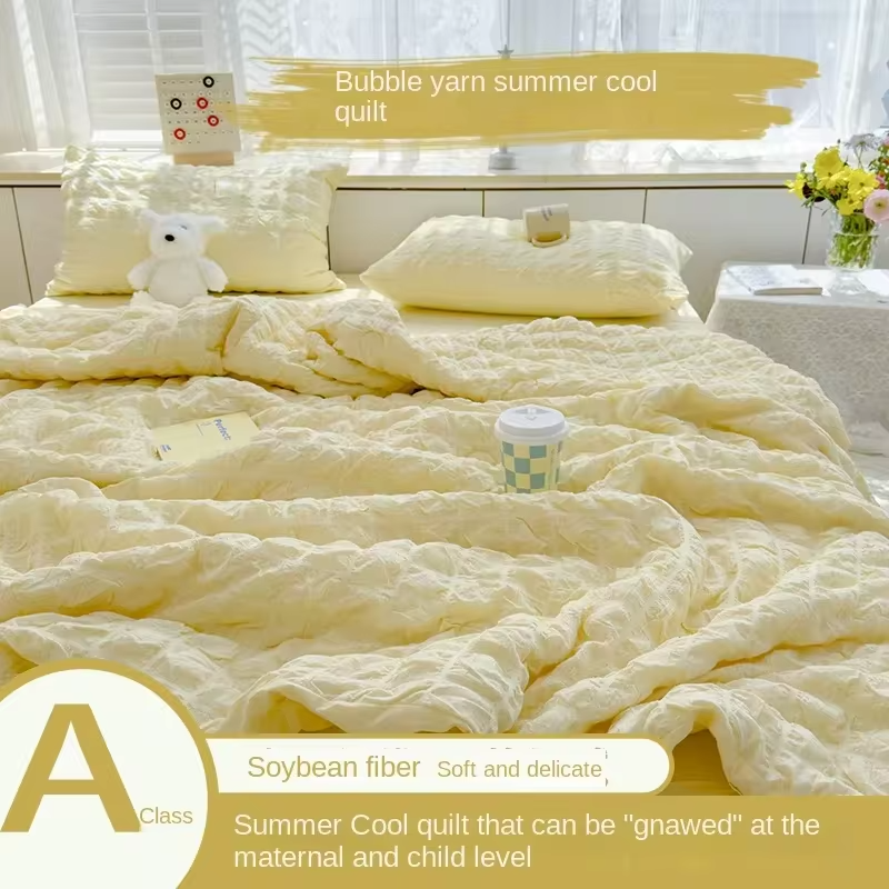 Summer Quilt Comforter Quilt Seersucker  Household Machine Washable Suitable Cool and Refreshing  Blanket