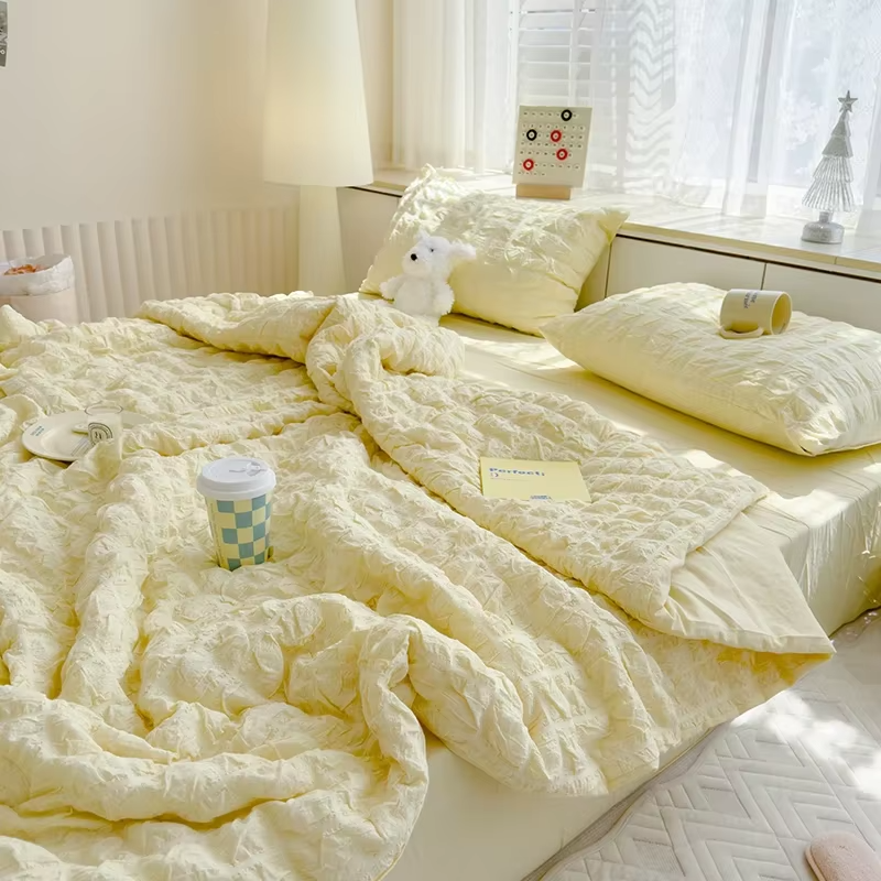 Summer Quilt Comforter Quilt Seersucker  Household Machine Washable Suitable Cool and Refreshing  Blanket