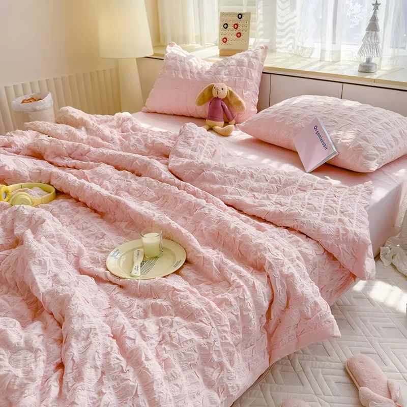 Summer Quilt Comforter Quilt Seersucker  Household Machine Washable Suitable Cool and Refreshing  Blanket