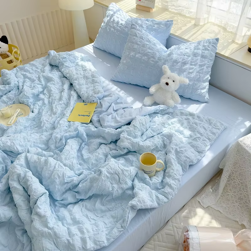 Summer Quilt Comforter Quilt Seersucker  Household Machine Washable Suitable Cool and Refreshing  Blanket