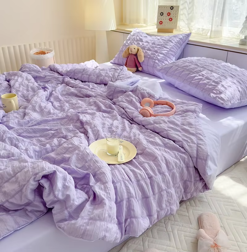 Summer Quilt Comforter Quilt Seersucker  Household Machine Washable Suitable Cool and Refreshing  Blanket