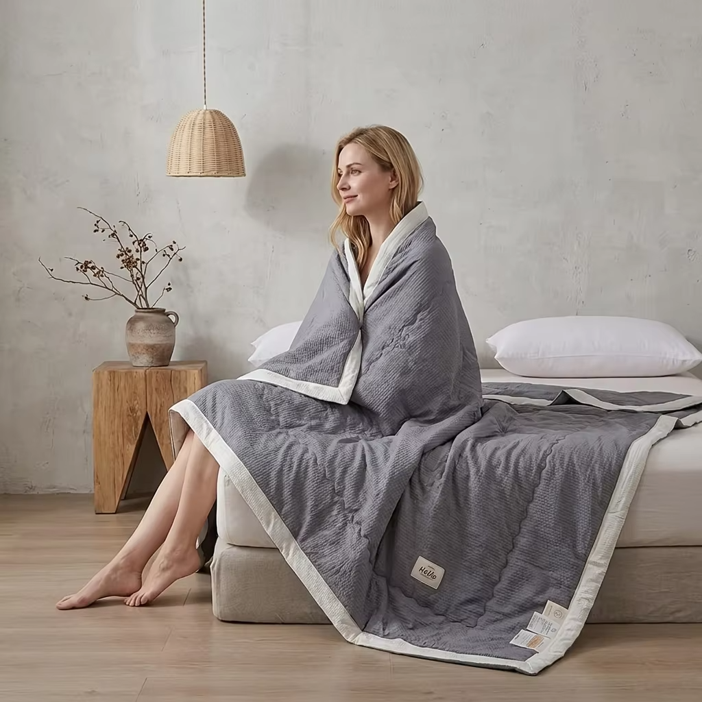 Cool Ice Bean Summer Quilt, Skin-Friendly & Breathable Air Conditioning Quilt, Specially Designed for Heat-Sensitive People, Lightweight And Soft Summer Cool Quilt, Nap Blanket, Multi-Scenario Use, Machine Washable