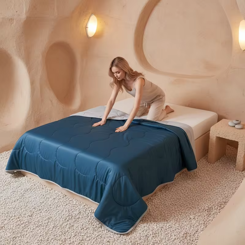 King Size Ice Silk Thin Quilt, Light & Airy Cooling Bedding, Great for Hot Summer Nights