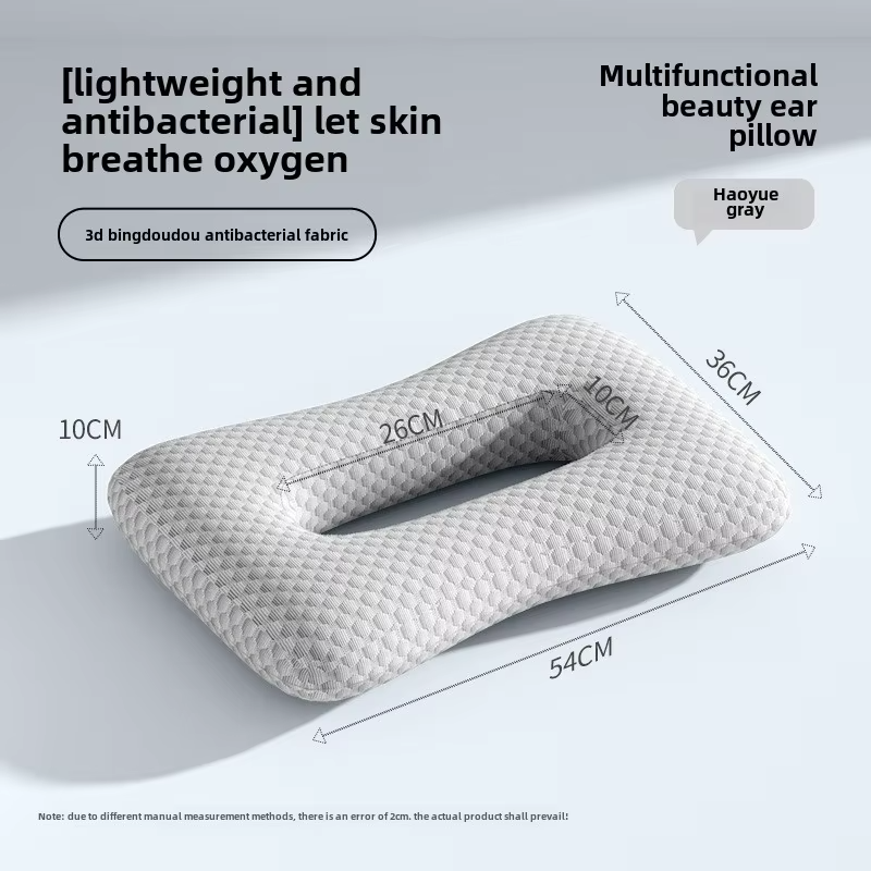 Polyester Cotton Beauty Pillow Anti-Aging Face Care Side Sleep Prevention Ear Pressure Relief Deep Sleep Support Adult Insomnia