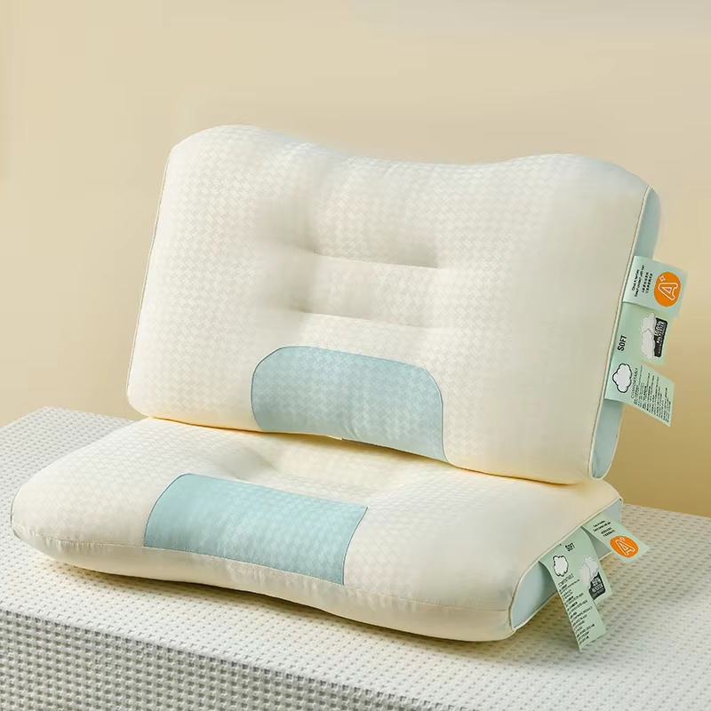 Two-tone Patchwork Sleeping Pillow Core Cervical Pillow Star Hotel Fiber Pillow Core Sleep Pillow