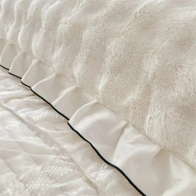 1pc New Lace Plush Long Pillowcase, Light Luxury Thickened Couple Double Pillowcase (without Inner Core), Soft and Comfortable