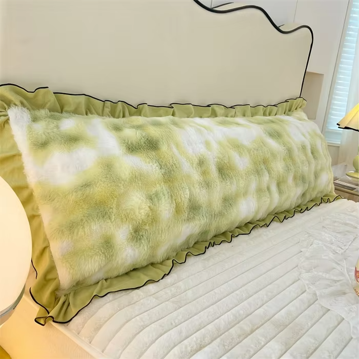 1pc New Lace Plush Long Pillowcase, Light Luxury Thickened Couple Double Pillowcase (without Inner Core), Soft and Comfortable
