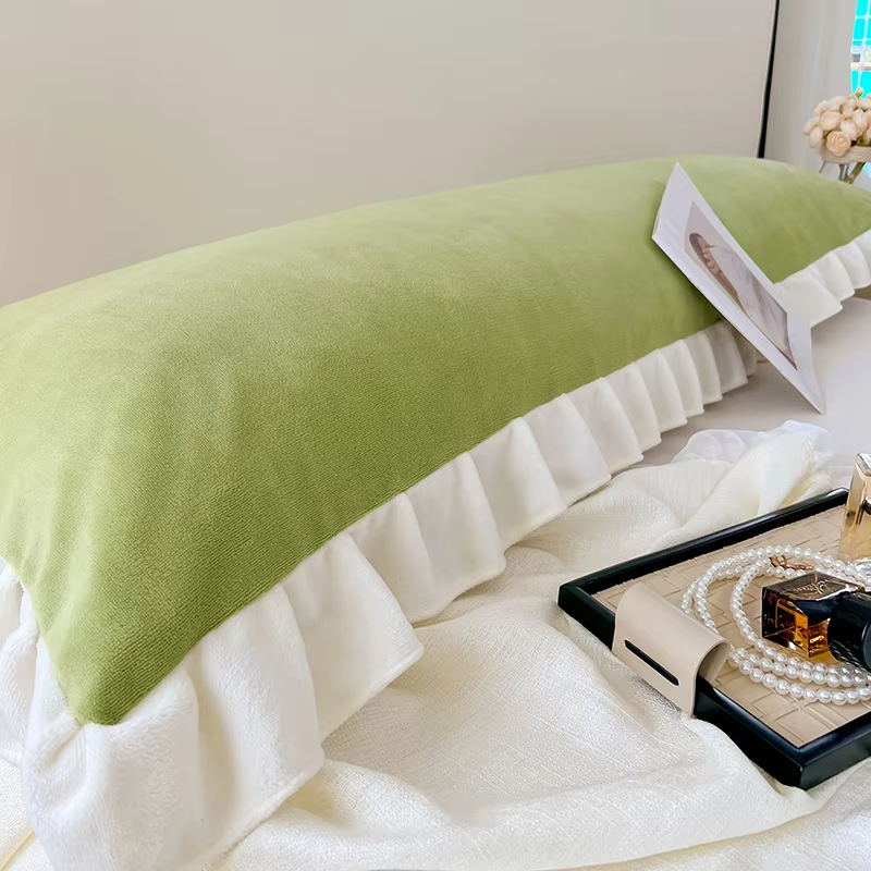 Super Soft Plush Velvet Pillow Cover Carved Flannel Pillow Case for Body Pillow Double Body Size Pillowcase for Sleeping Pillows