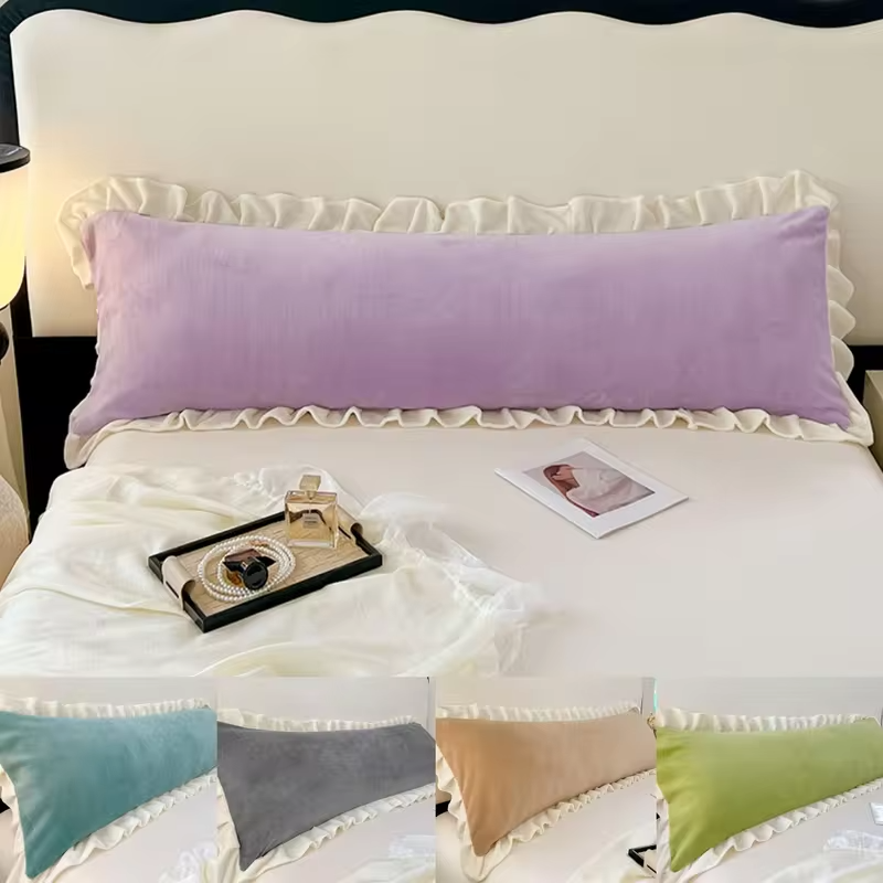 Super Soft Plush Velvet Pillow Cover Carved Flannel Pillow Case for Body Pillow Double Body Size Pillowcase for Sleeping Pillows