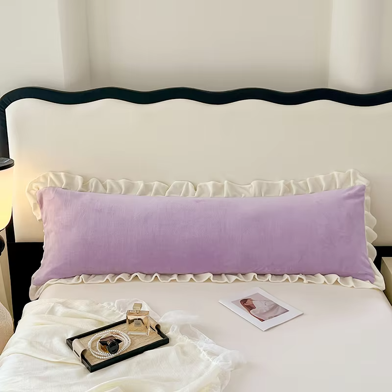 Super Soft Plush Velvet Pillow Cover Carved Flannel Pillow Case for Body Pillow Double Body Size Pillowcase for Sleeping Pillows