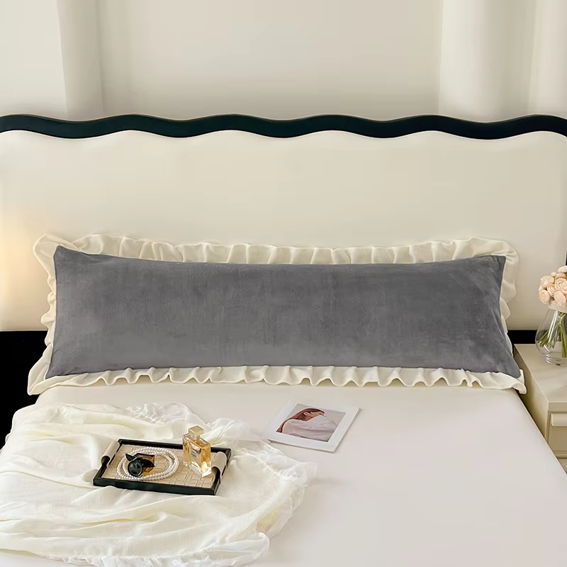 Super Soft Plush Velvet Pillow Cover Carved Flannel Pillow Case for Body Pillow Double Body Size Pillowcase for Sleeping Pillows