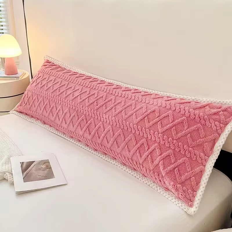 1pc Pillowcase Flannel Pillow Cover 48x120/48x150/48x180 Cushion Cover Rectangle Pillowslip Soft Pillow Case