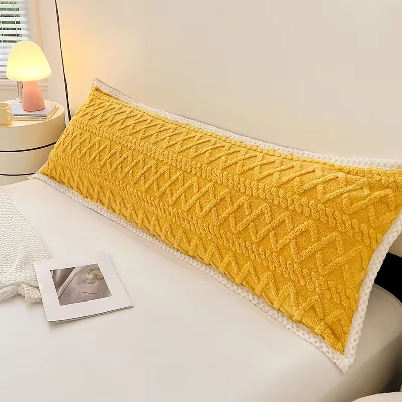 1pc Pillowcase Flannel Pillow Cover 48x120/48x150/48x180 Cushion Cover Rectangle Pillowslip Soft Pillow Case