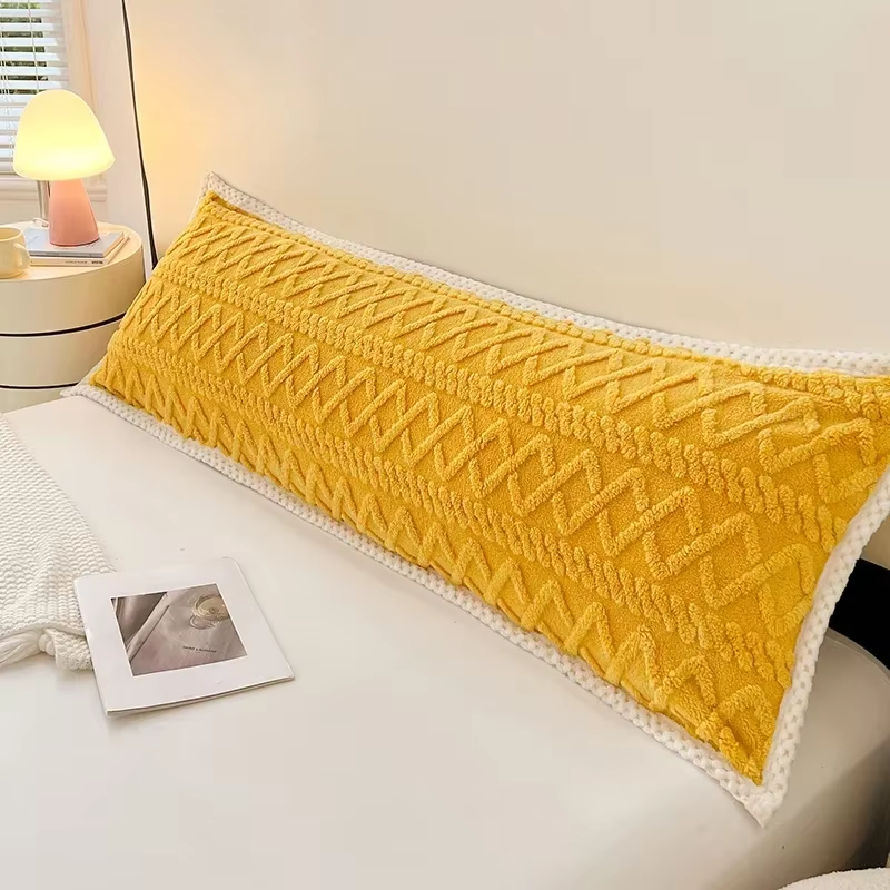 1pc Pillowcase Flannel Pillow Cover 48x120/48x150/48x180 Cushion Cover Rectangle Pillowslip Soft Pillow Case