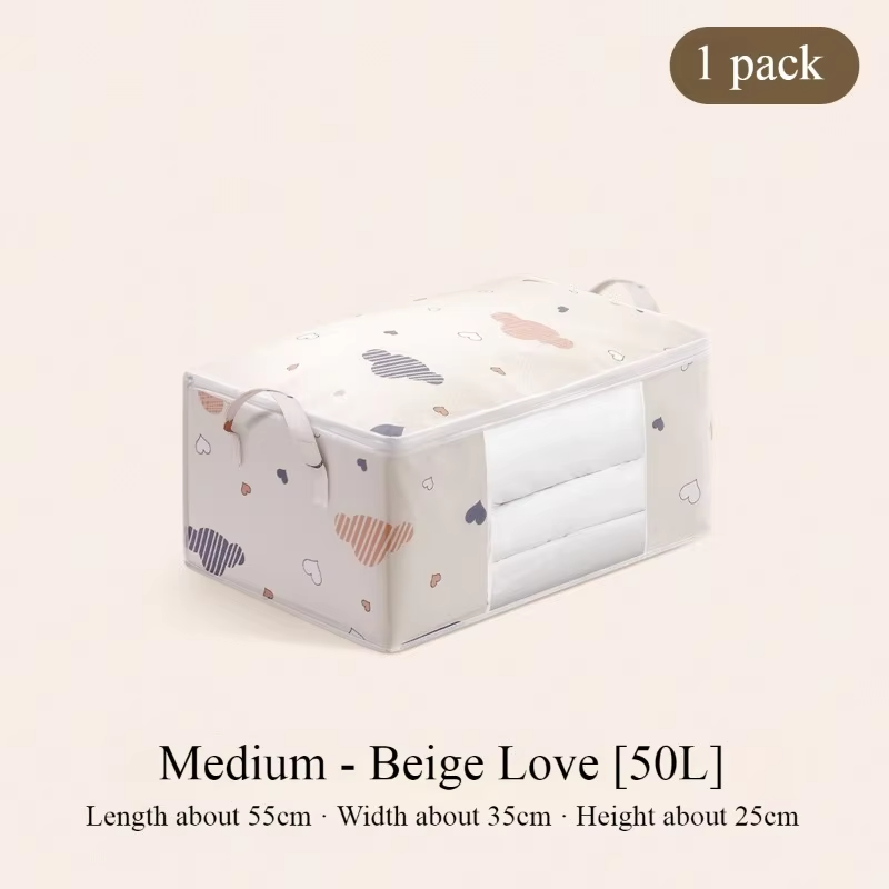 Large Capacity Clothes Storage Bag Organizer With Reinforced Handle Suitable For Blankets Bedding Foldable With Sturdy Zipper