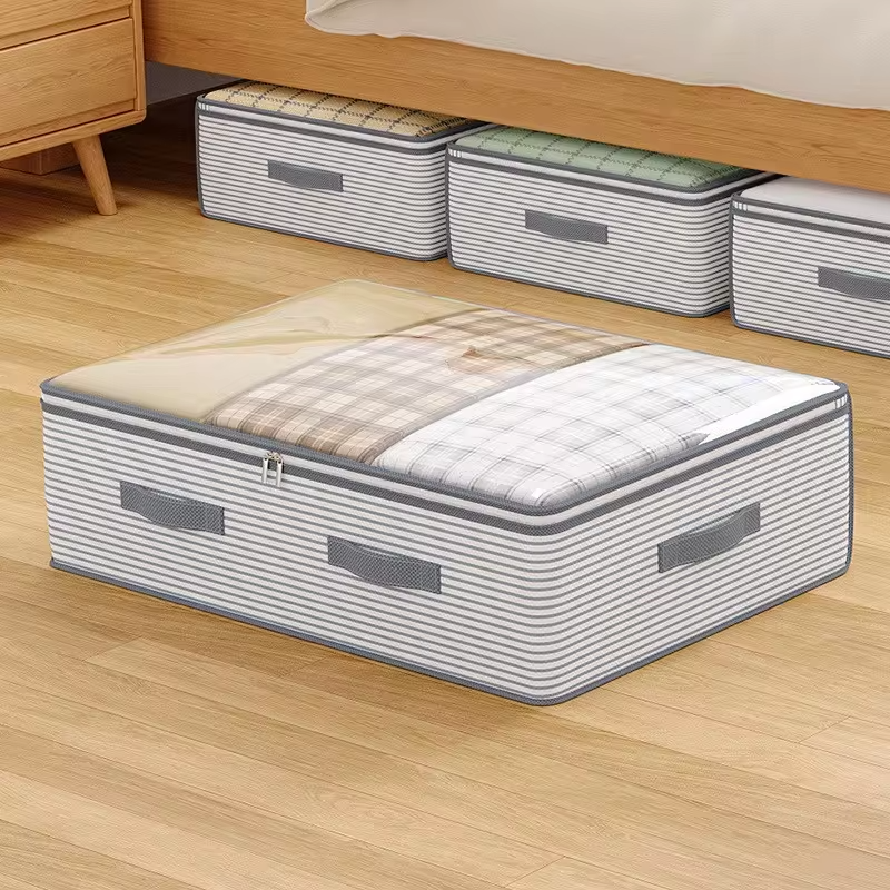 Large Storage Organizer Bag -Heavy-Duty Non-Woven Fabric with Clear Window, Multi-Layer Clothing Organizer for Closet, Under-Bed