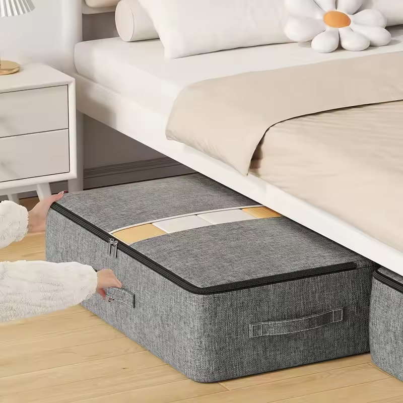 Large Capacity Underbed Storage Bag,Foldable Quilt Blanket Organizer,Foldable Clothing Storage For Pants Coats,Wardrobe Closet