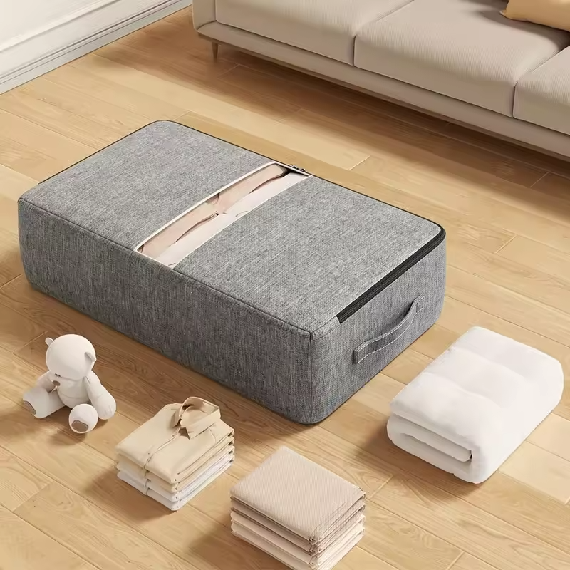 Large Capacity Underbed Storage Bag,Foldable Quilt Blanket Organizer,Foldable Clothing Storage For Pants Coats,Wardrobe Closet