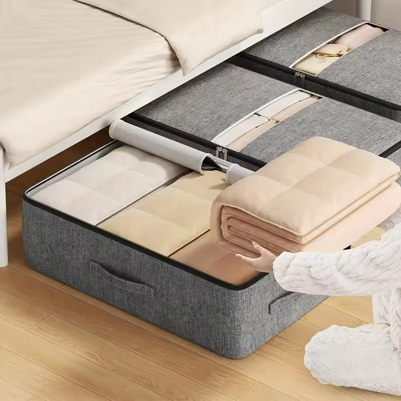 Large Capacity Underbed Storage Bag,Foldable Quilt Blanket Organizer,Foldable Clothing Storage For Pants Coats,Wardrobe Closet