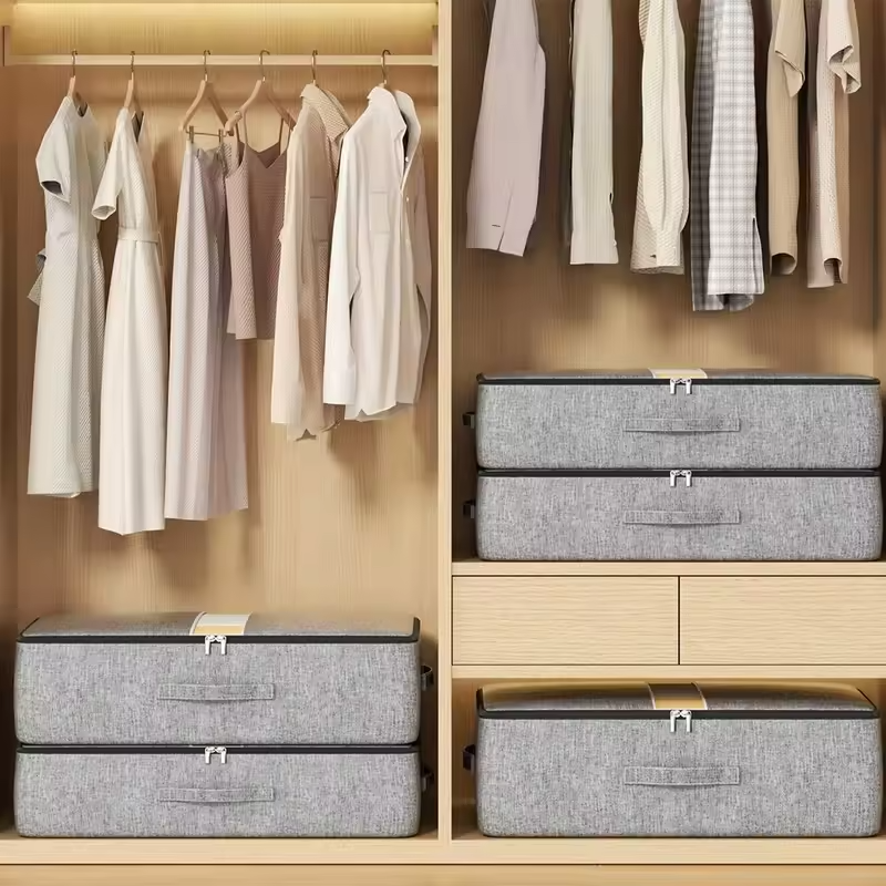 Large Capacity Underbed Storage Bag,Foldable Quilt Blanket Organizer,Foldable Clothing Storage For Pants Coats,Wardrobe Closet